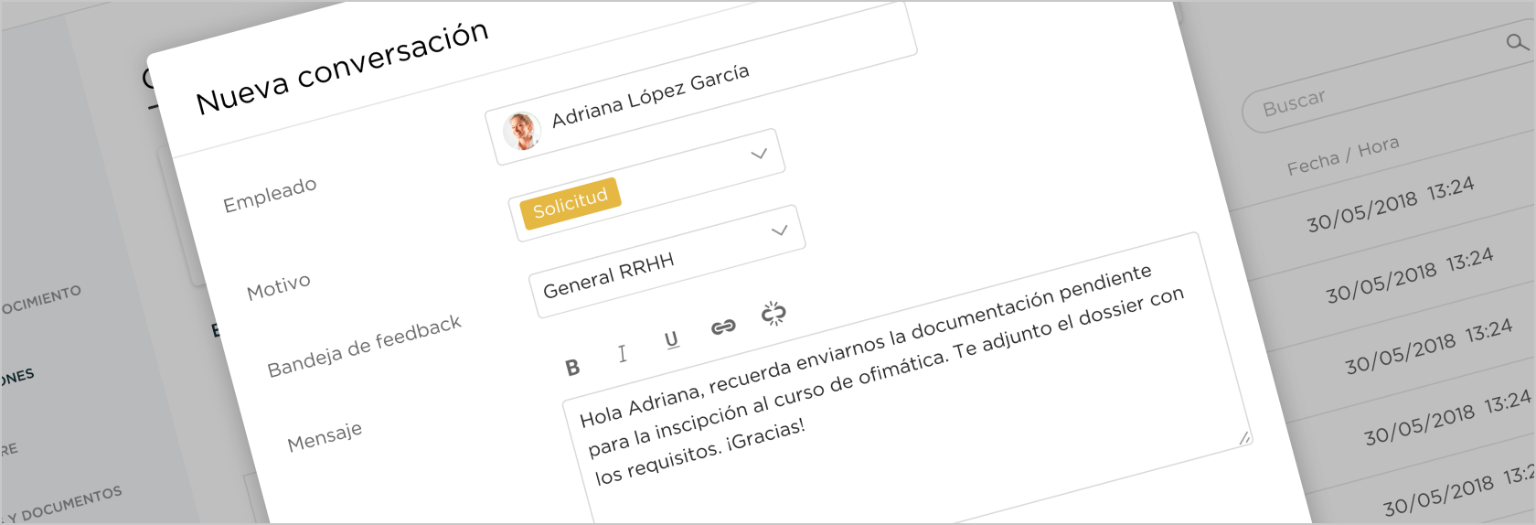 Nueva conversación desde el backoffice