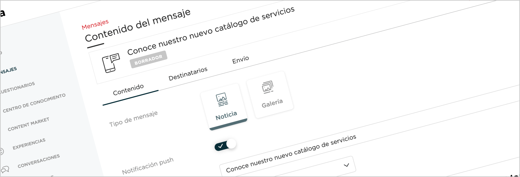Nueva navegación por pestañas en la edición de contenidos