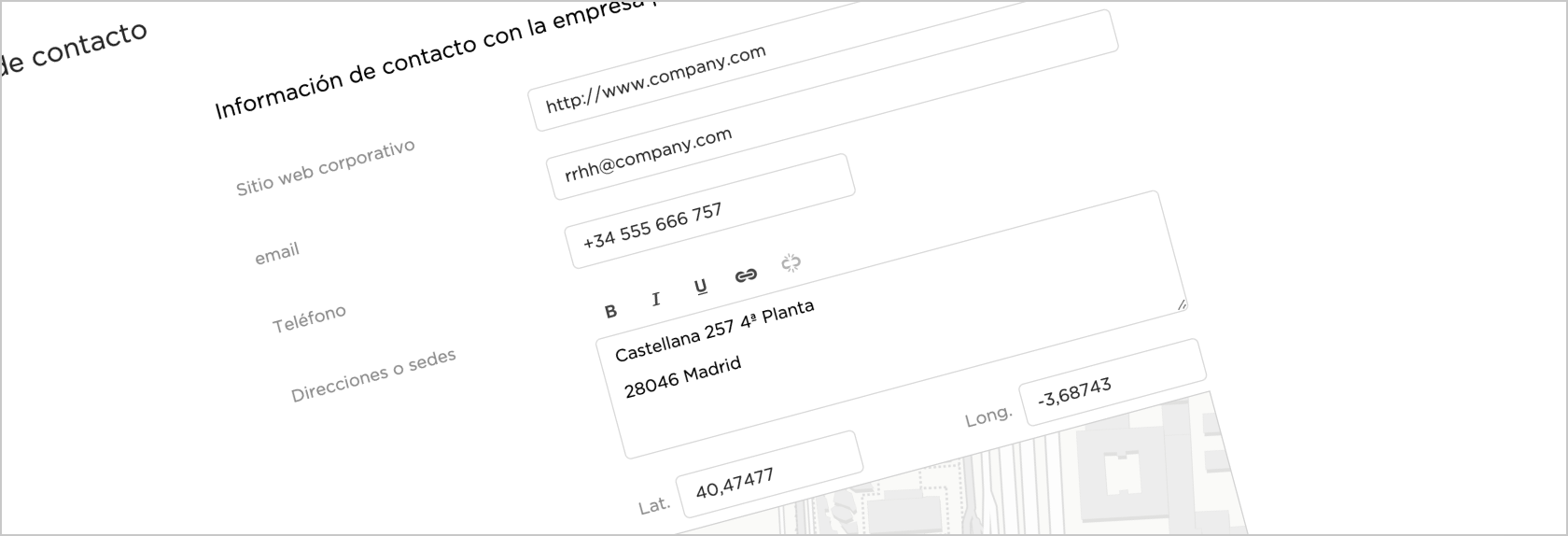Nueva vista de edición de datos de contacto