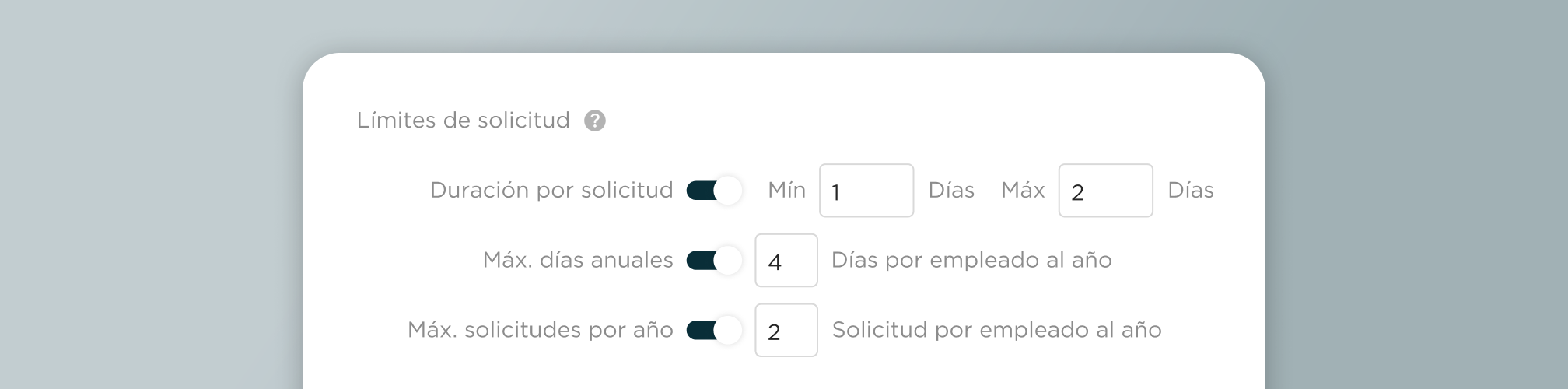 Limites por solicitud
