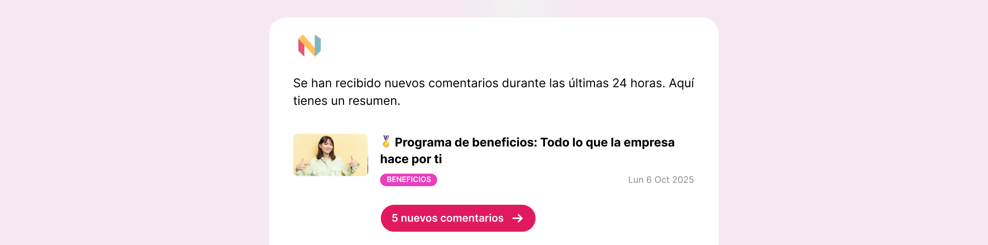 Notificación de nuevos comentarios recibidos